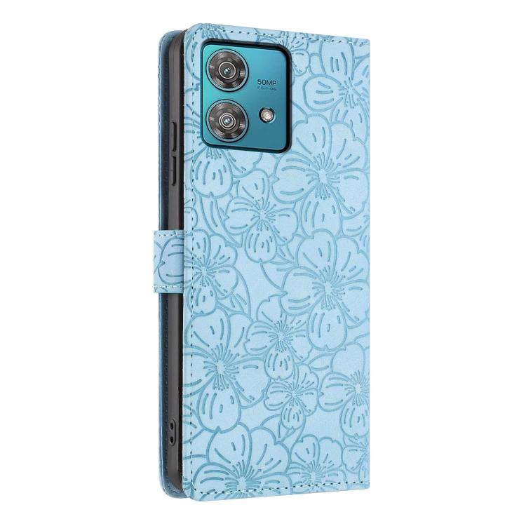For Motorola Edge 40 Neo Cherry Blossoms Embossed Leather Phone Case