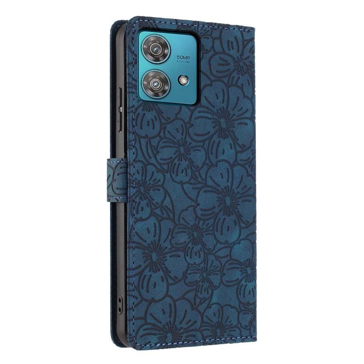 For Motorola Edge 40 Neo Cherry Blossoms Embossed Leather Phone Case
