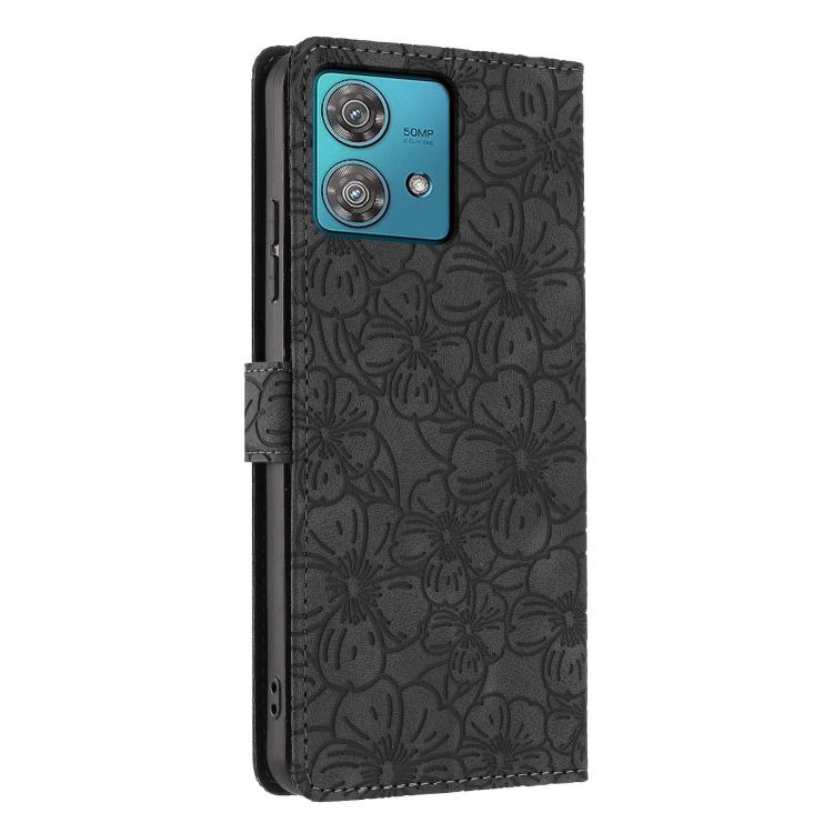 For Motorola Edge 40 Neo Cherry Blossoms Embossed Leather Phone Case