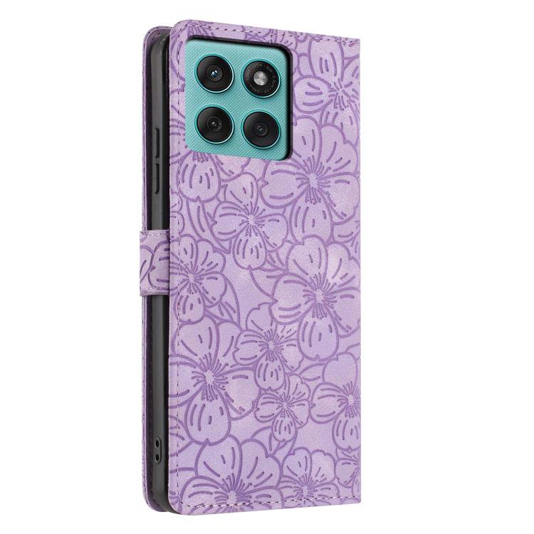 For Motorola Edge 60 Cherry Blossoms Embossed Leather Phone Case