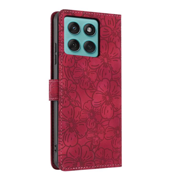 For Motorola Edge 60 Cherry Blossoms Embossed Leather Phone Case