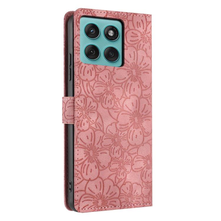 For Motorola Edge 60 Cherry Blossoms Embossed Leather Phone Case