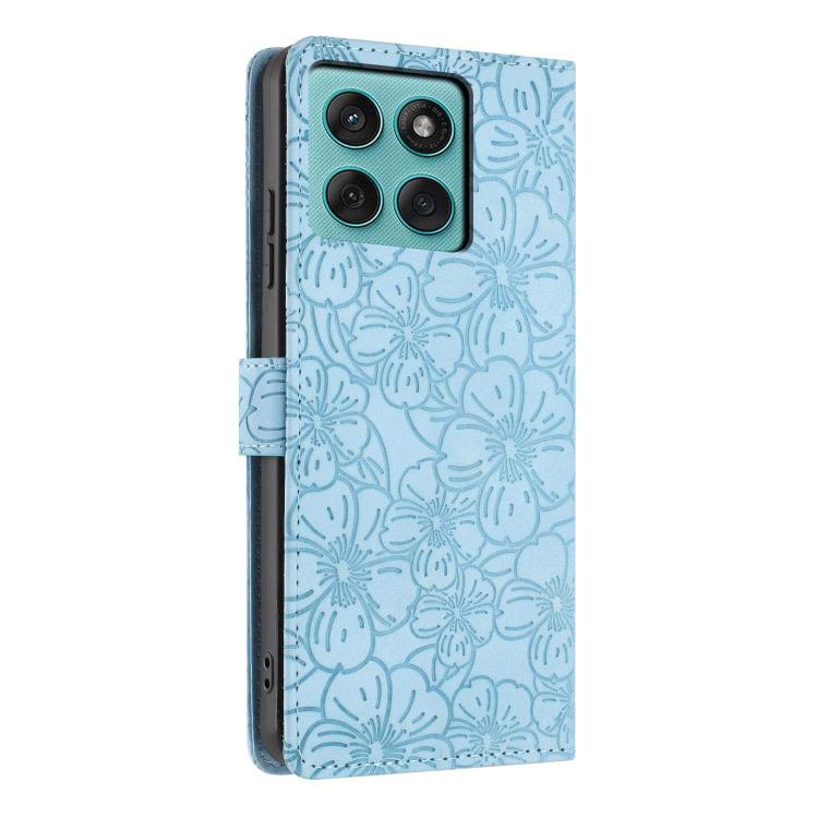 For Motorola Edge 60 Cherry Blossoms Embossed Leather Phone Case