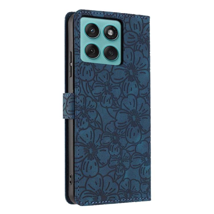 For Motorola Edge 60 Cherry Blossoms Embossed Leather Phone Case