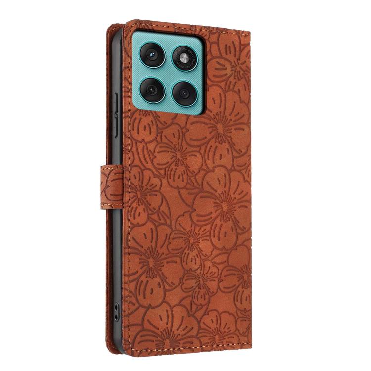 For Motorola Edge 60 Cherry Blossoms Embossed Leather Phone Case
