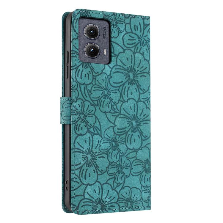For Motorola Edge 2024 Cherry Blossoms Embossed Leather Phone Case