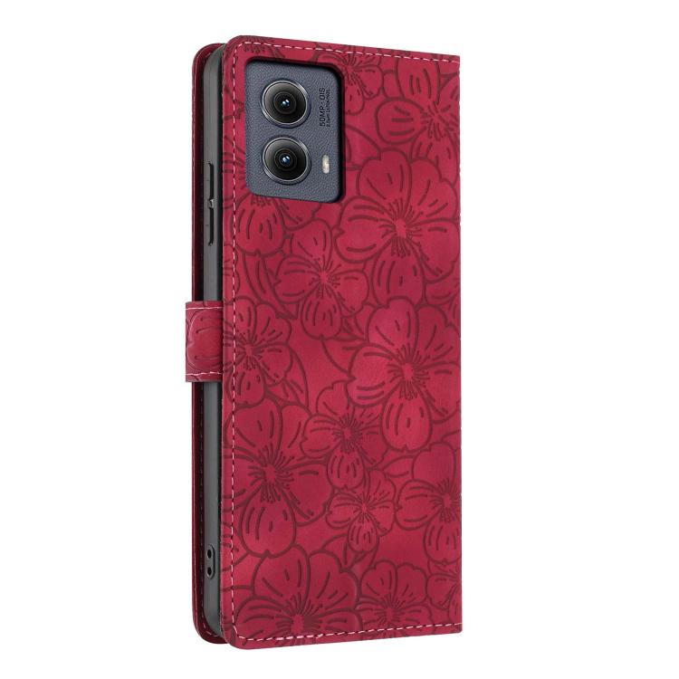 For Motorola Edge 2024 Cherry Blossoms Embossed Leather Phone Case