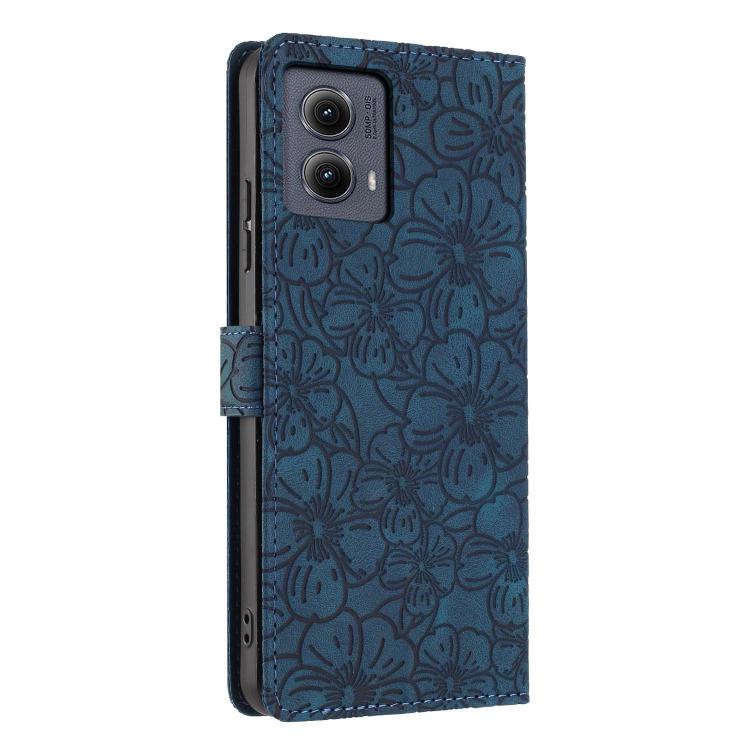 For Motorola Edge 2024 Cherry Blossoms Embossed Leather Phone Case