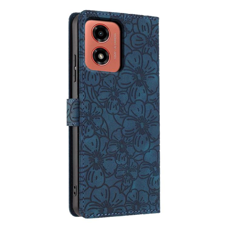 For Motorola Moto G04 / G24 / E14 Cherry Blossoms Embossed Leather Phone Case