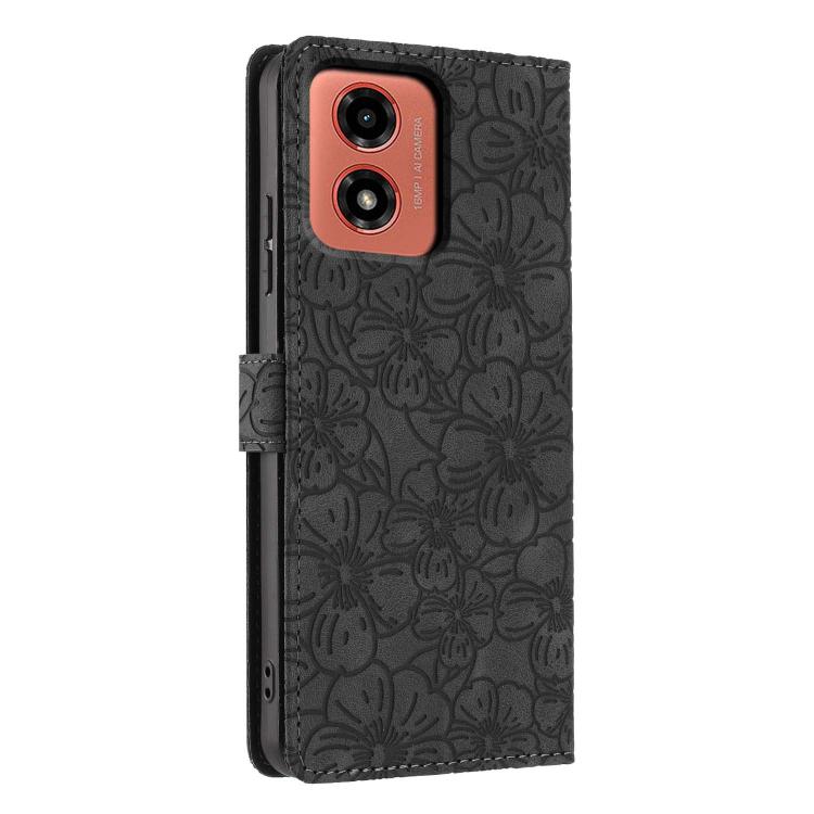 For Motorola Moto G04 / G24 / E14 Cherry Blossoms Embossed Leather Phone Case