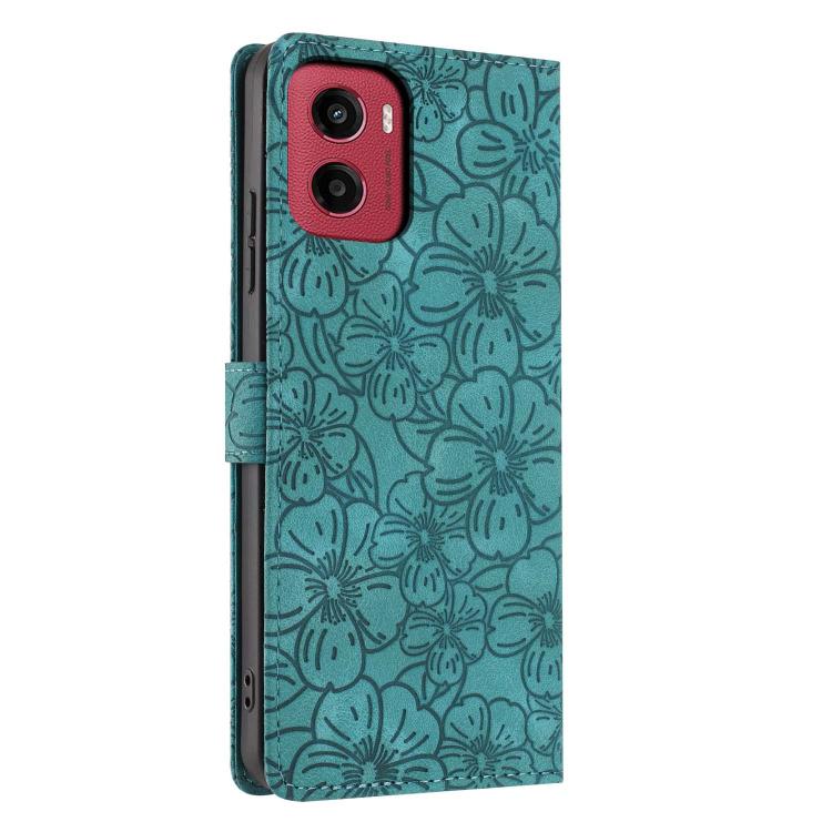 For Motorola Moto G05 Cherry Blossoms Embossed Leather Phone Case