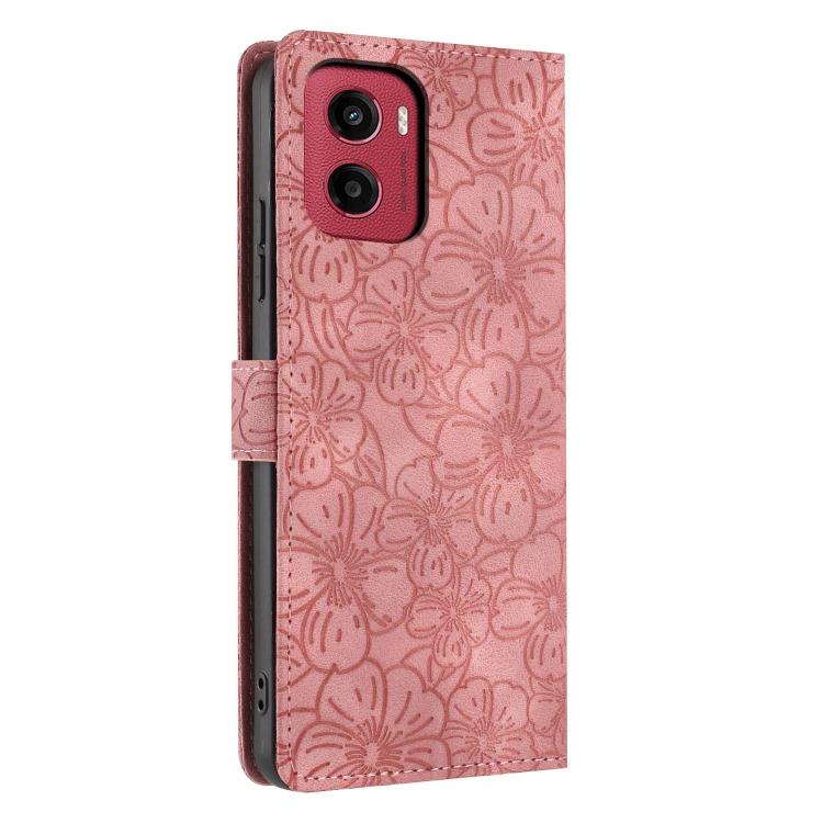 For Motorola Moto G05 Cherry Blossoms Embossed Leather Phone Case