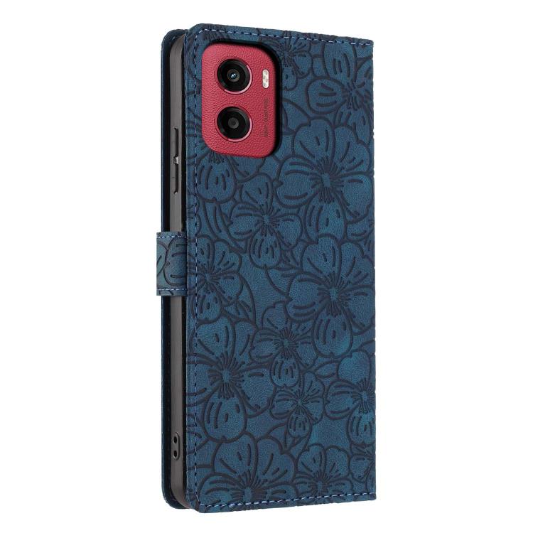 For Motorola Moto G05 Cherry Blossoms Embossed Leather Phone Case