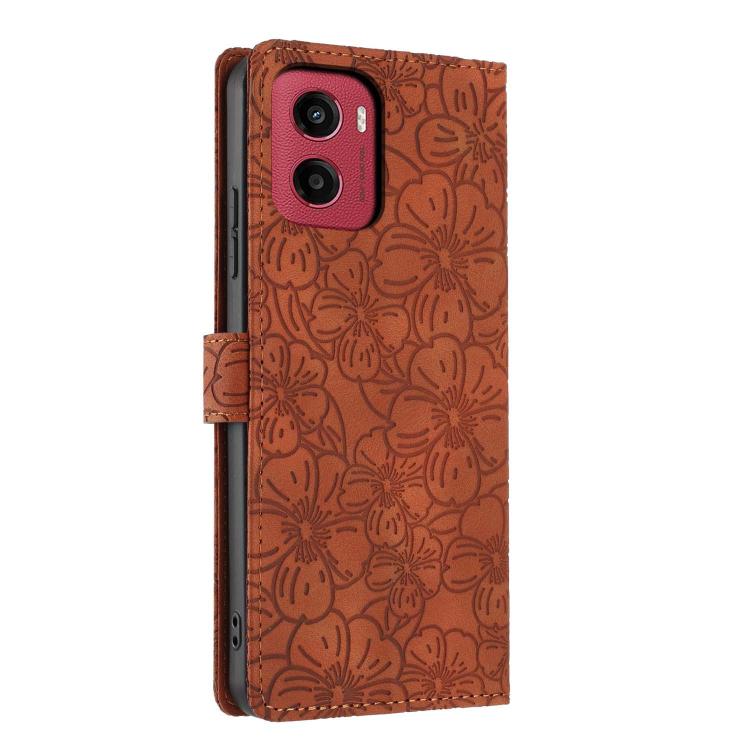 For Motorola Moto G05 Cherry Blossoms Embossed Leather Phone Case