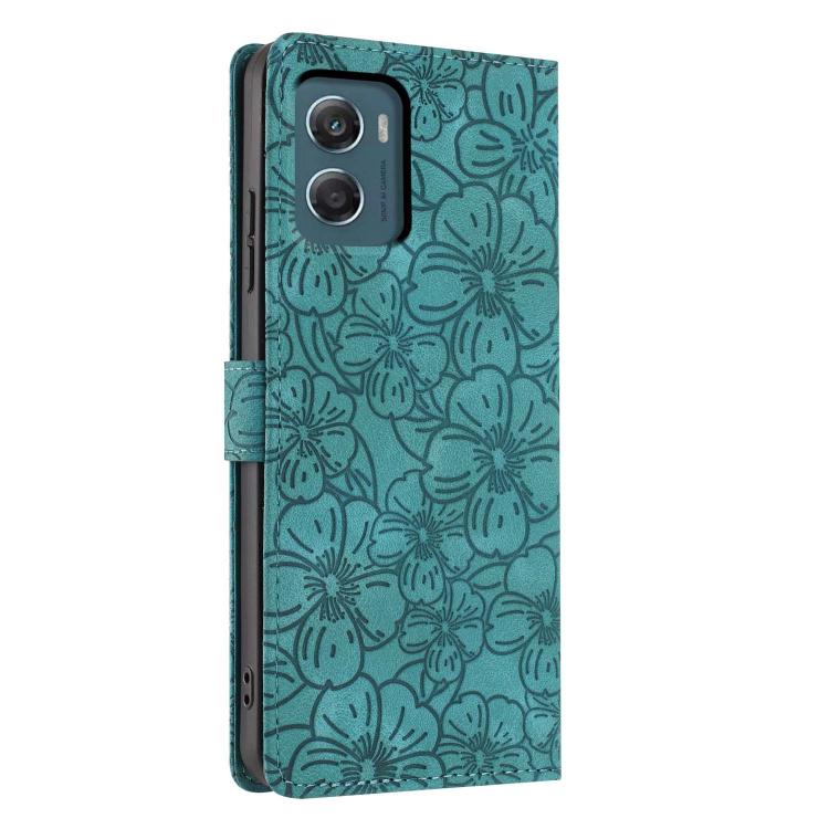 For Motorola Moto G06 Cherry Blossoms Embossed Leather Phone Case