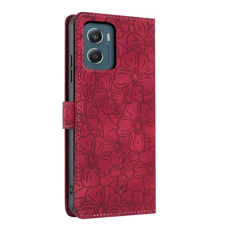 For Motorola Moto G06 Cherry Blossoms Embossed Leather Phone Case
