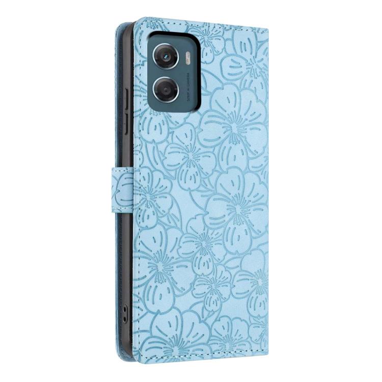 For Motorola Moto G06 Cherry Blossoms Embossed Leather Phone Case