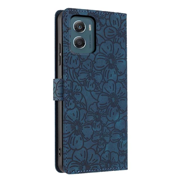 For Motorola Moto G06 Cherry Blossoms Embossed Leather Phone Case