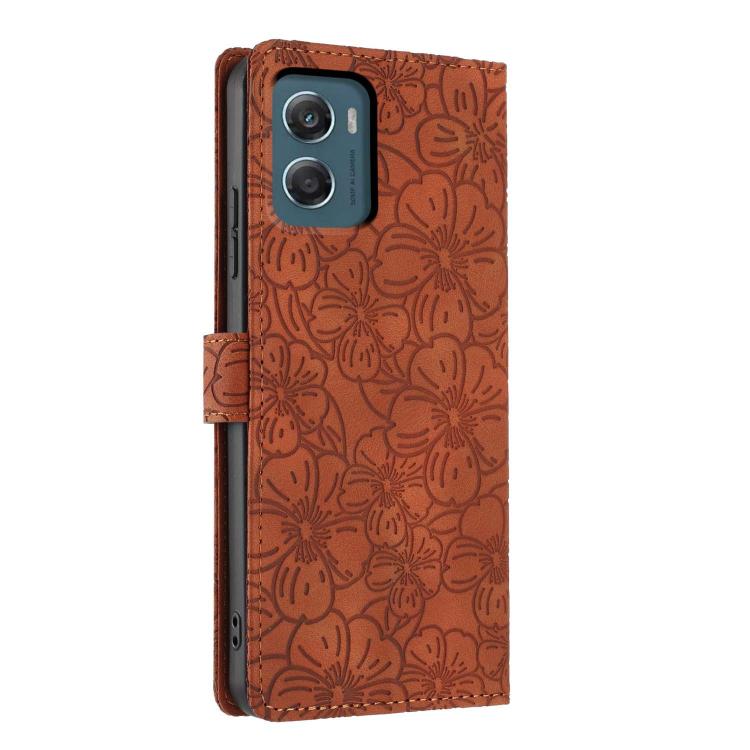 For Motorola Moto G06 Cherry Blossoms Embossed Leather Phone Case