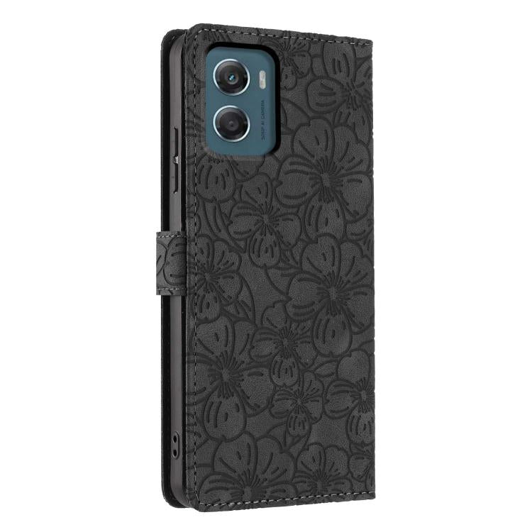 For Motorola Moto G06 Cherry Blossoms Embossed Leather Phone Case