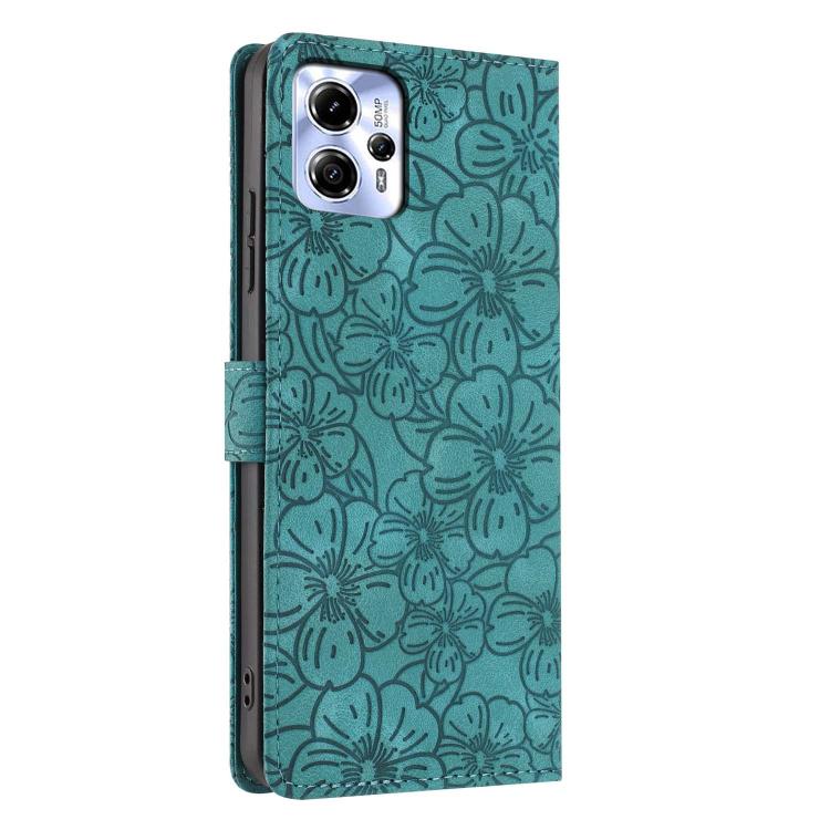 For Motorola Moto G13 / G23 / G53 Cherry Blossoms Embossed Leather Phone Case