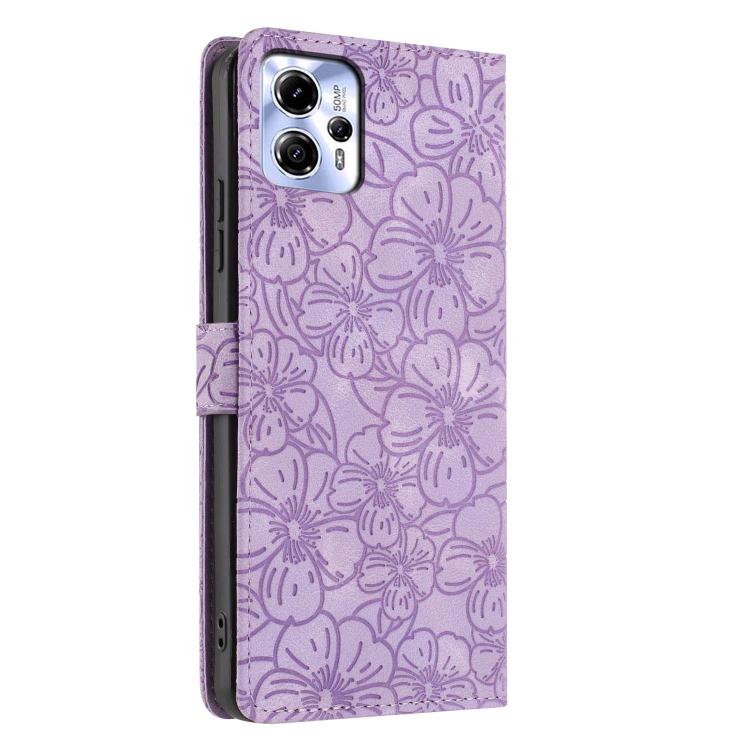 For Motorola Moto G13 / G23 / G53 Cherry Blossoms Embossed Leather Phone Case