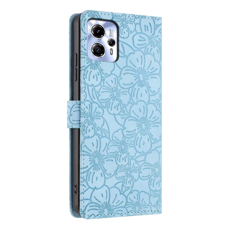 For Motorola Moto G13 / G23 / G53 Cherry Blossoms Embossed Leather Phone Case
