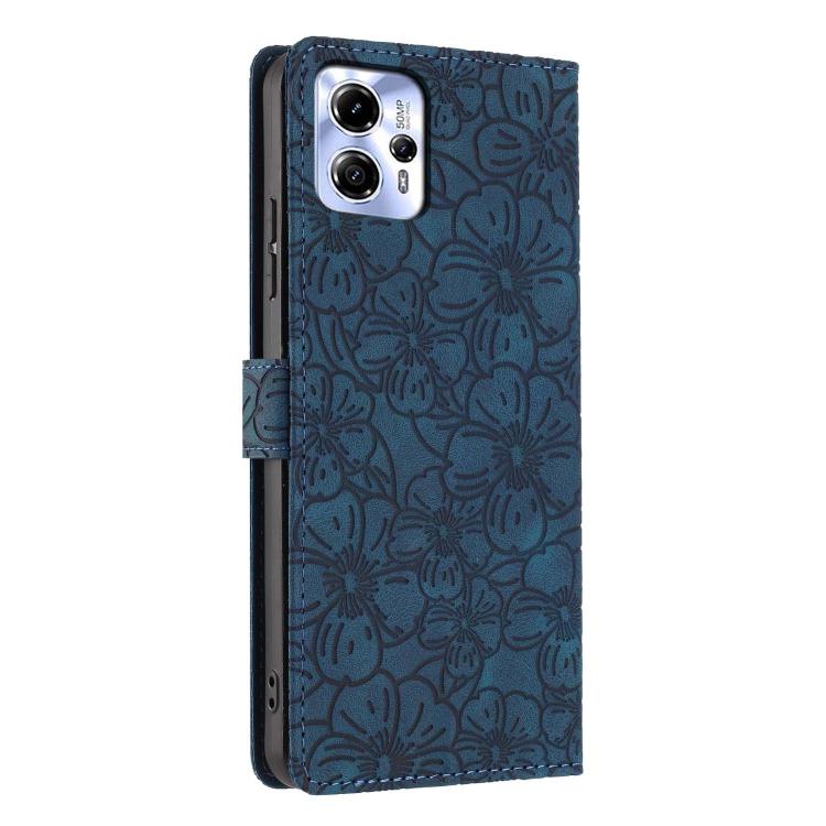 For Motorola Moto G13 / G23 / G53 Cherry Blossoms Embossed Leather Phone Case