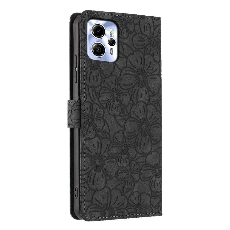 For Motorola Moto G13 / G23 / G53 Cherry Blossoms Embossed Leather Phone Case
