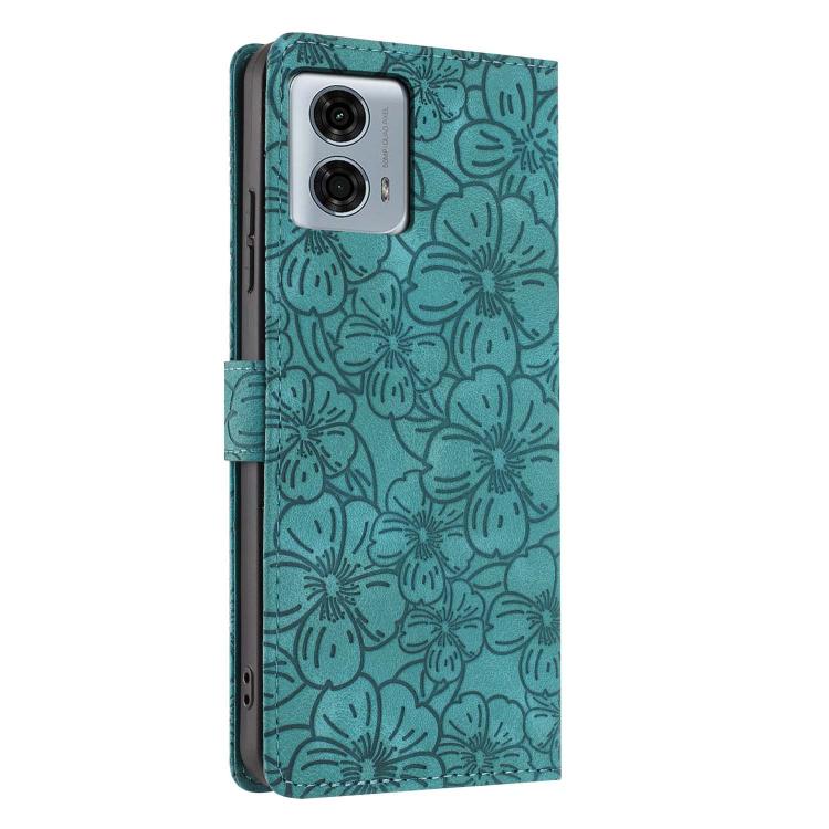 For Motorola Moto G24 Power Cherry Blossoms Embossed Leather Phone Case