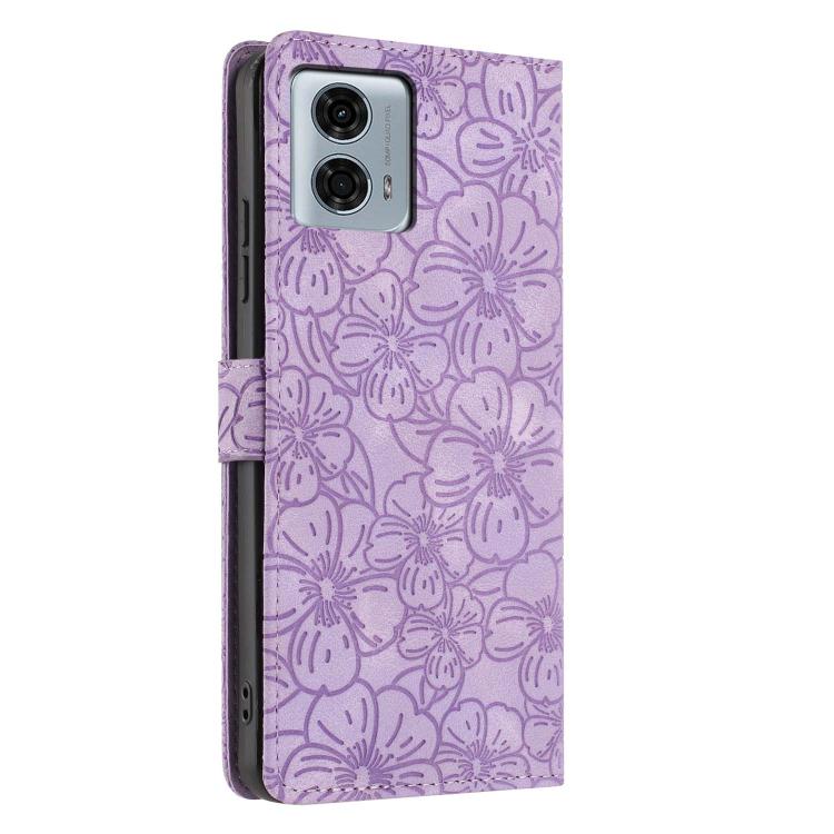 For Motorola Moto G24 Power Cherry Blossoms Embossed Leather Phone Case