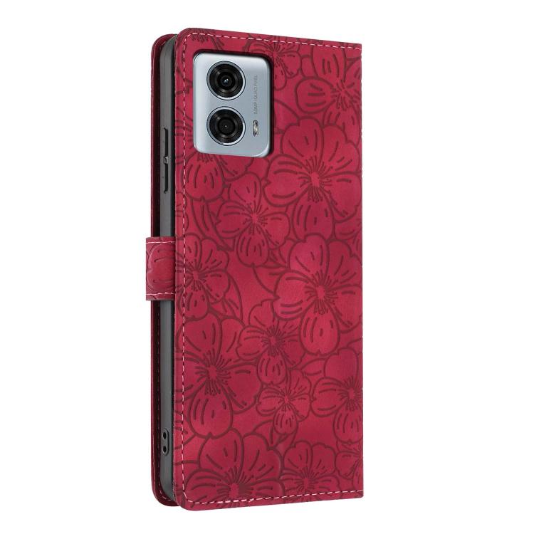 For Motorola Moto G24 Power Cherry Blossoms Embossed Leather Phone Case