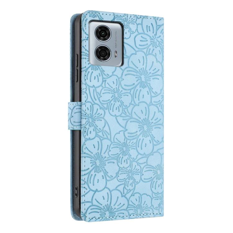 For Motorola Moto G24 Power Cherry Blossoms Embossed Leather Phone Case