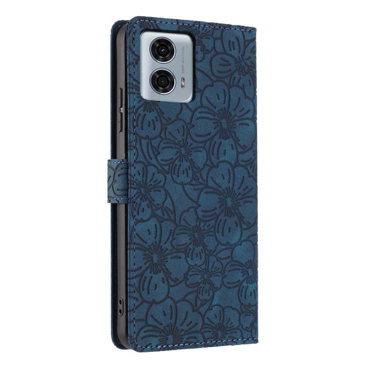 For Motorola Moto G24 Power Cherry Blossoms Embossed Leather Phone Case