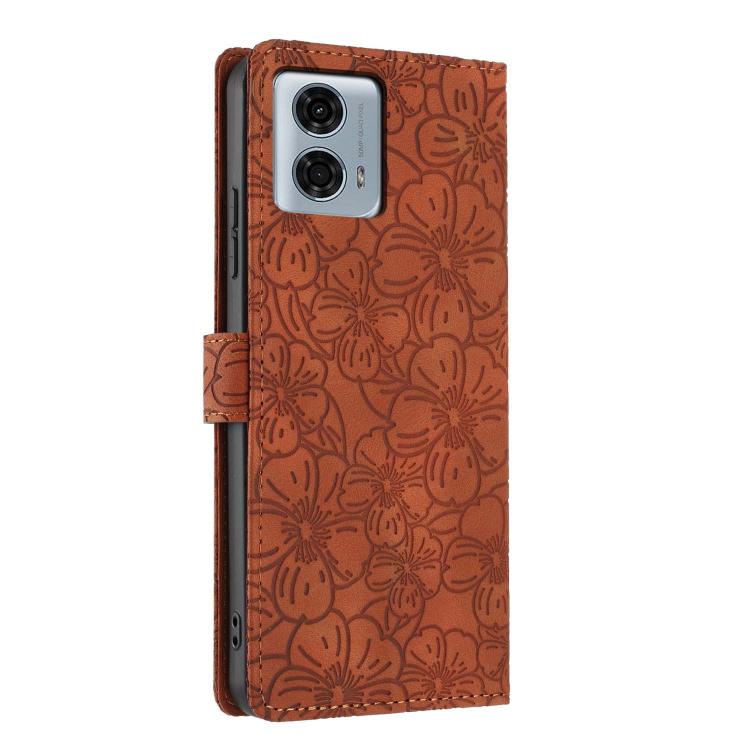 For Motorola Moto G24 Power Cherry Blossoms Embossed Leather Phone Case