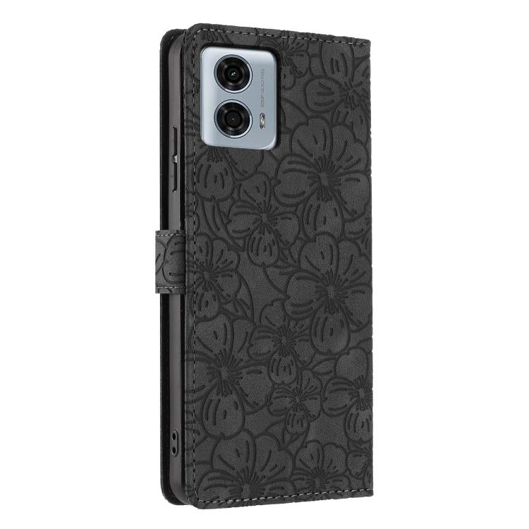 For Motorola Moto G24 Power Cherry Blossoms Embossed Leather Phone Case