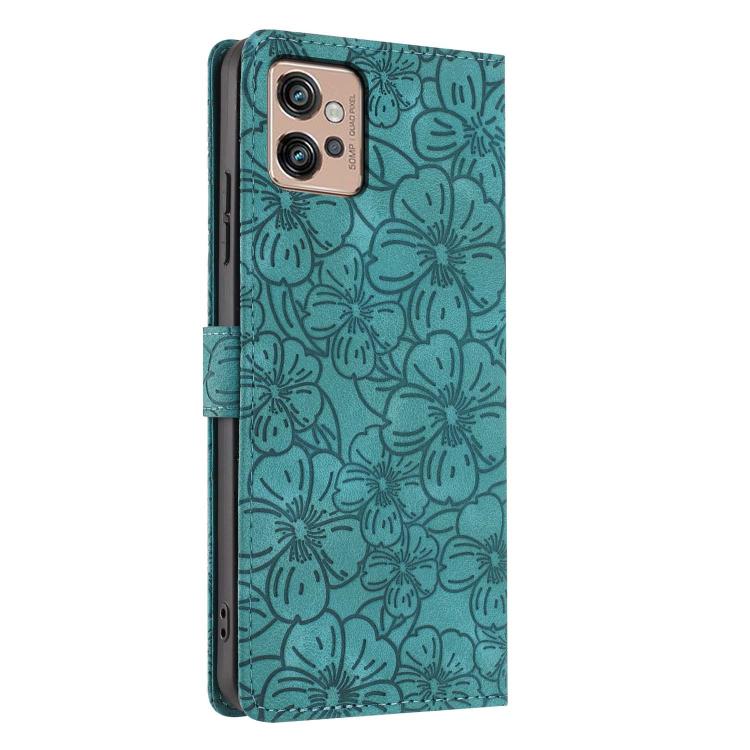 For Motorola Moto G32 Cherry Blossoms Embossed Leather Phone Case