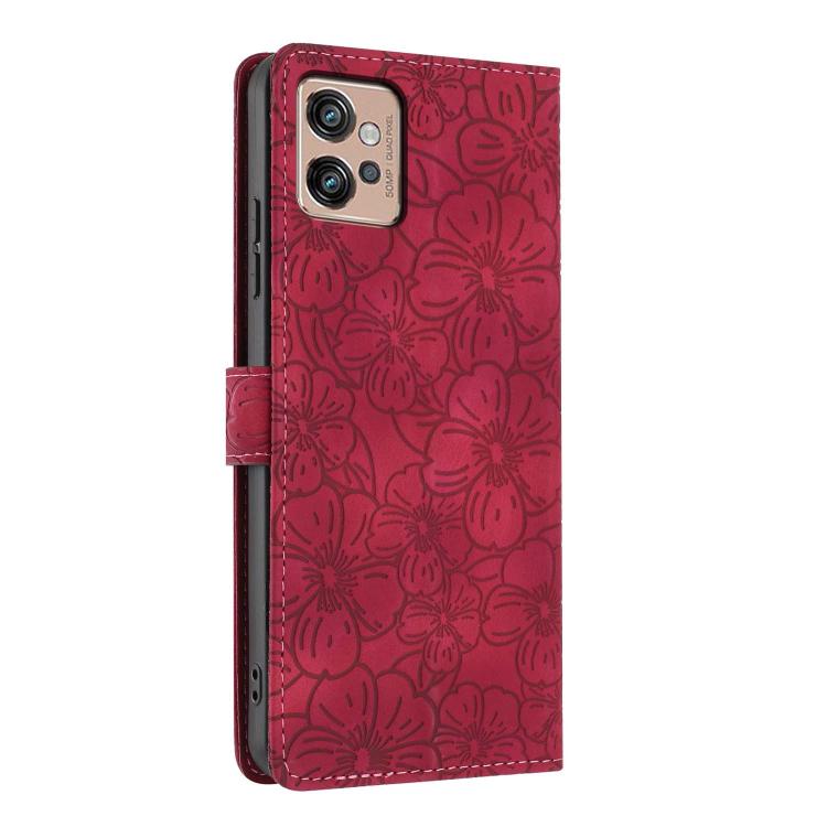 For Motorola Moto G32 Cherry Blossoms Embossed Leather Phone Case