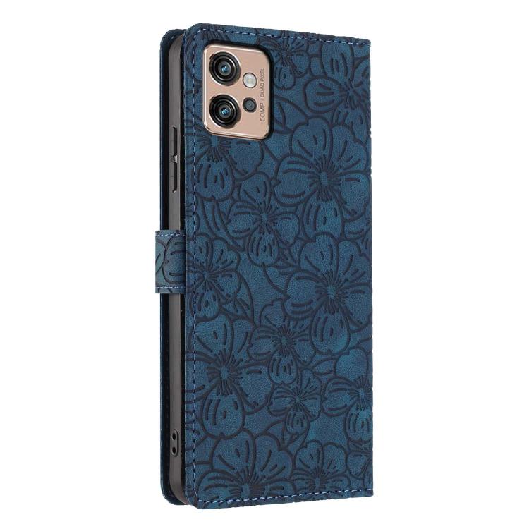For Motorola Moto G32 Cherry Blossoms Embossed Leather Phone Case