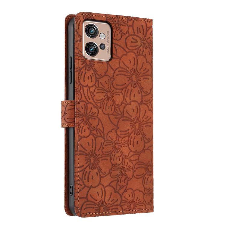 For Motorola Moto G32 Cherry Blossoms Embossed Leather Phone Case