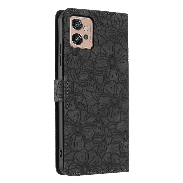 For Motorola Moto G32 Cherry Blossoms Embossed Leather Phone Case