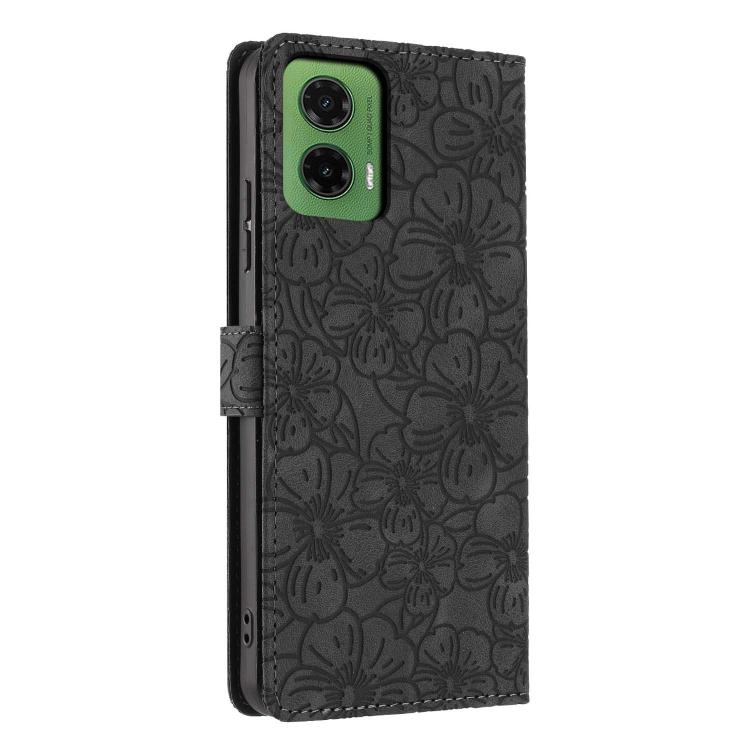 For Motorola Moto G35 Cherry Blossoms Embossed Leather Phone Case