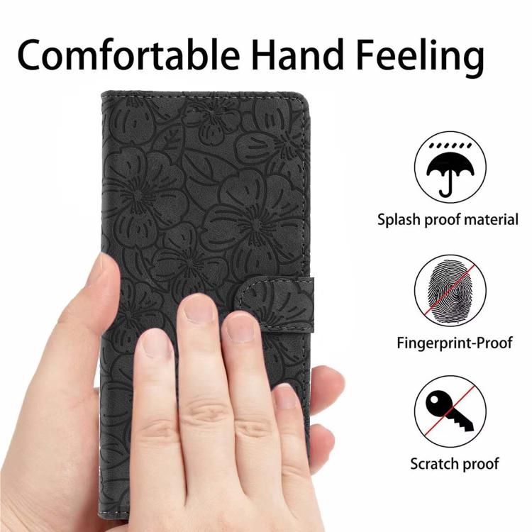 For Motorola Moto G54 Cherry Blossoms Embossed Leather Phone Case