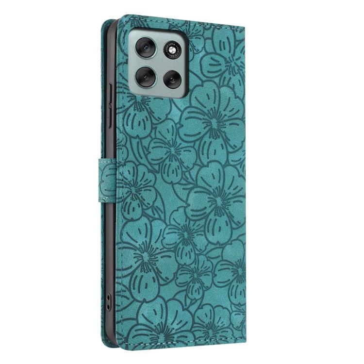 For Motorola Moto G56 5G Cherry Blossoms Embossed Leather Phone Case