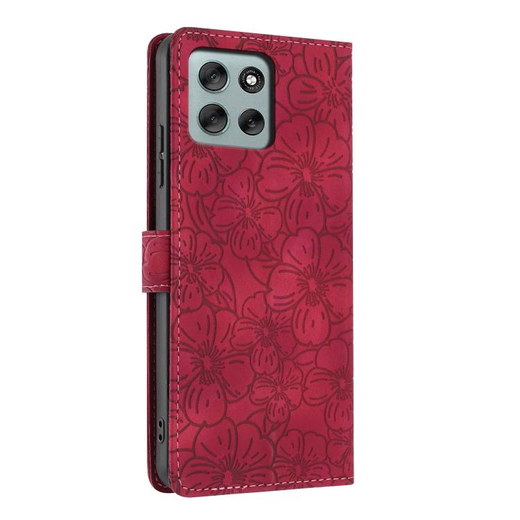 For Motorola Moto G56 5G Cherry Blossoms Embossed Leather Phone Case