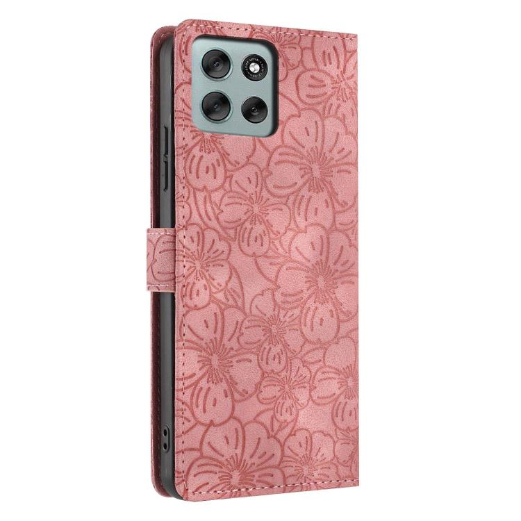 For Motorola Moto G56 5G Cherry Blossoms Embossed Leather Phone Case