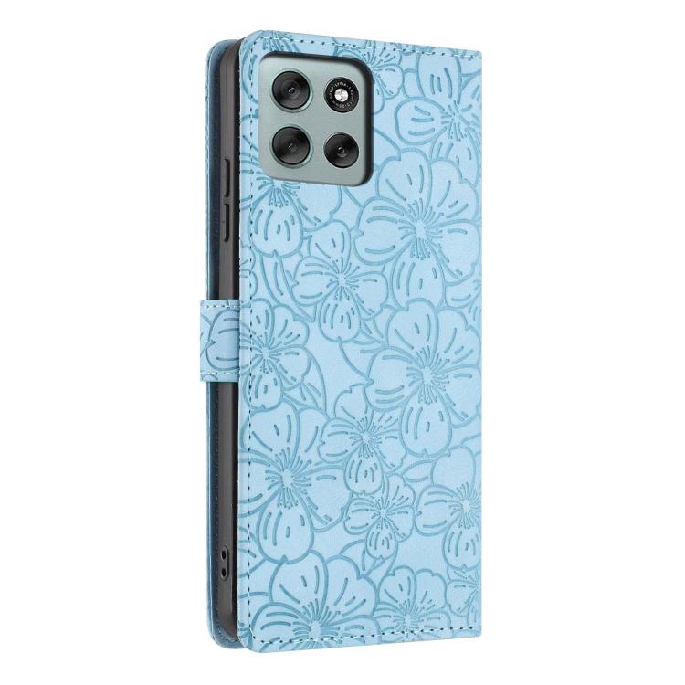 For Motorola Moto G56 5G Cherry Blossoms Embossed Leather Phone Case