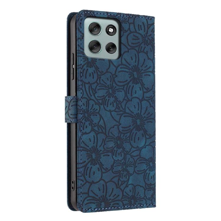 For Motorola Moto G56 5G Cherry Blossoms Embossed Leather Phone Case