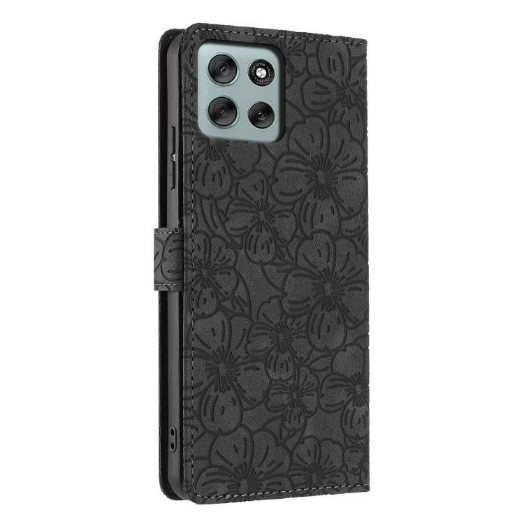 For Motorola Moto G56 5G Cherry Blossoms Embossed Leather Phone Case
