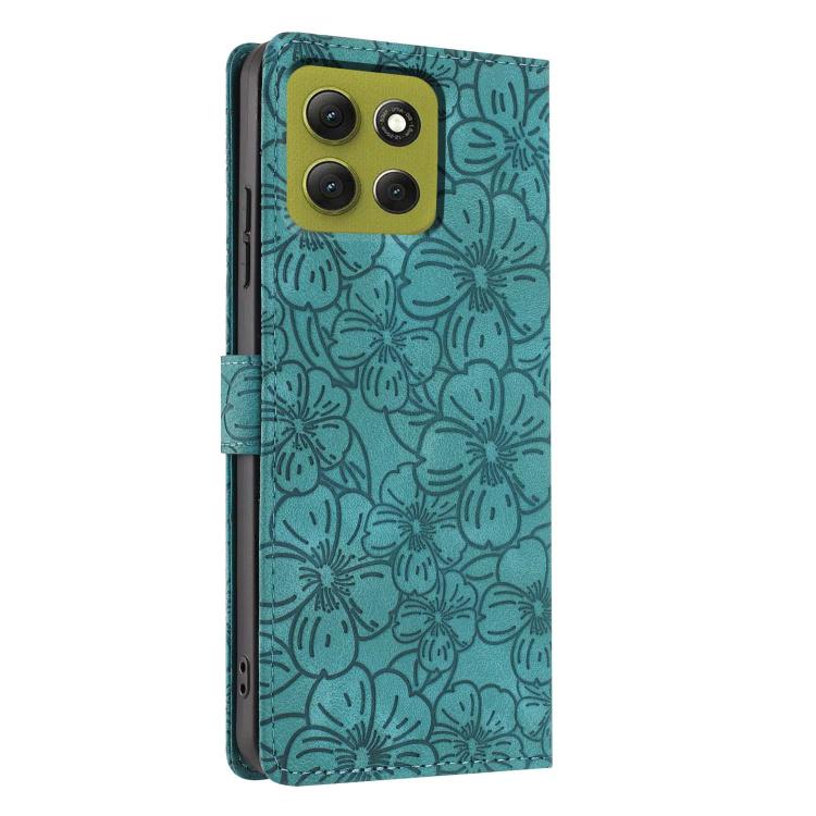 For Motorola Moto G86 5G Cherry Blossoms Embossed Leather Phone Case